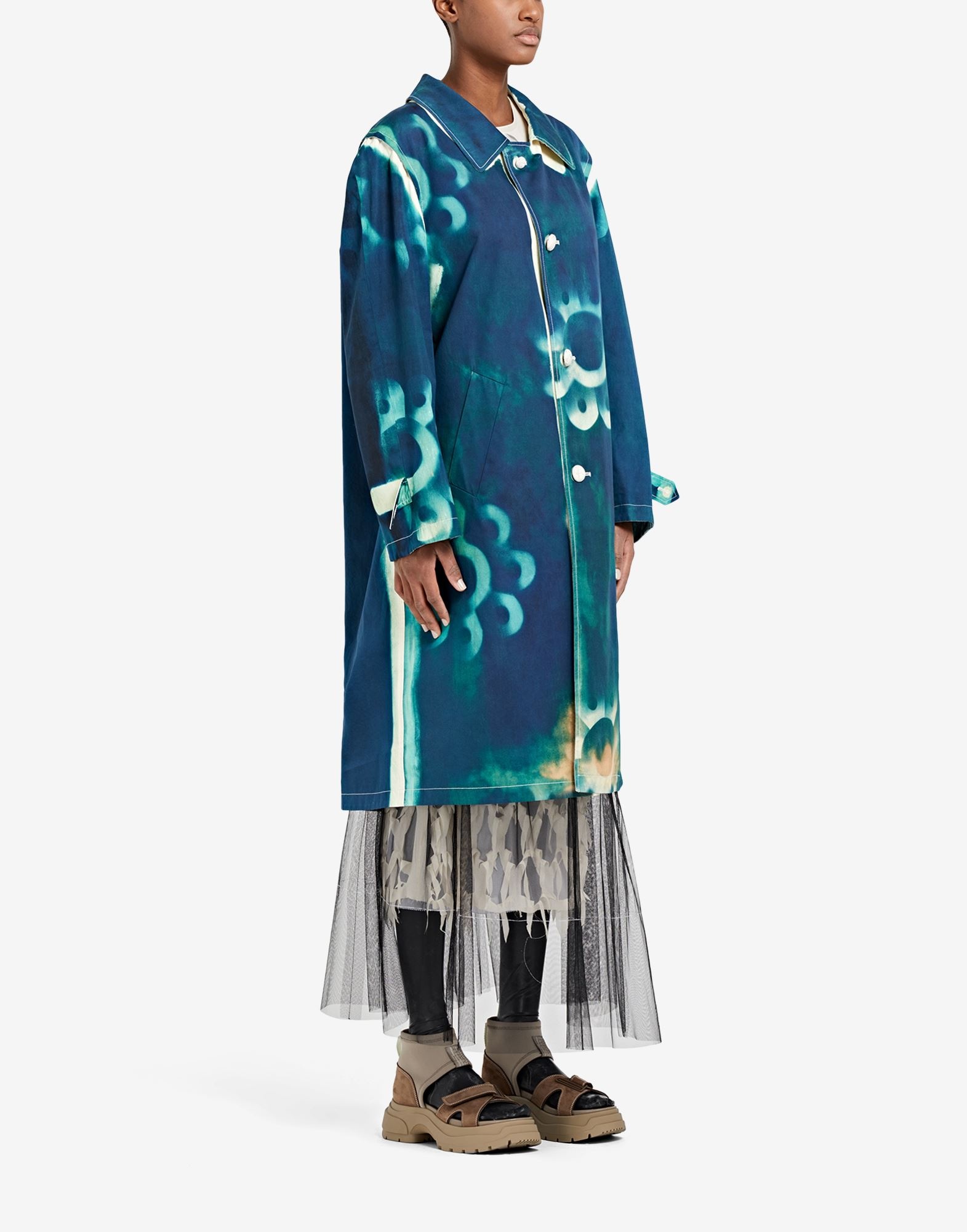Floreal Cyanotype Canvas Coat - 3