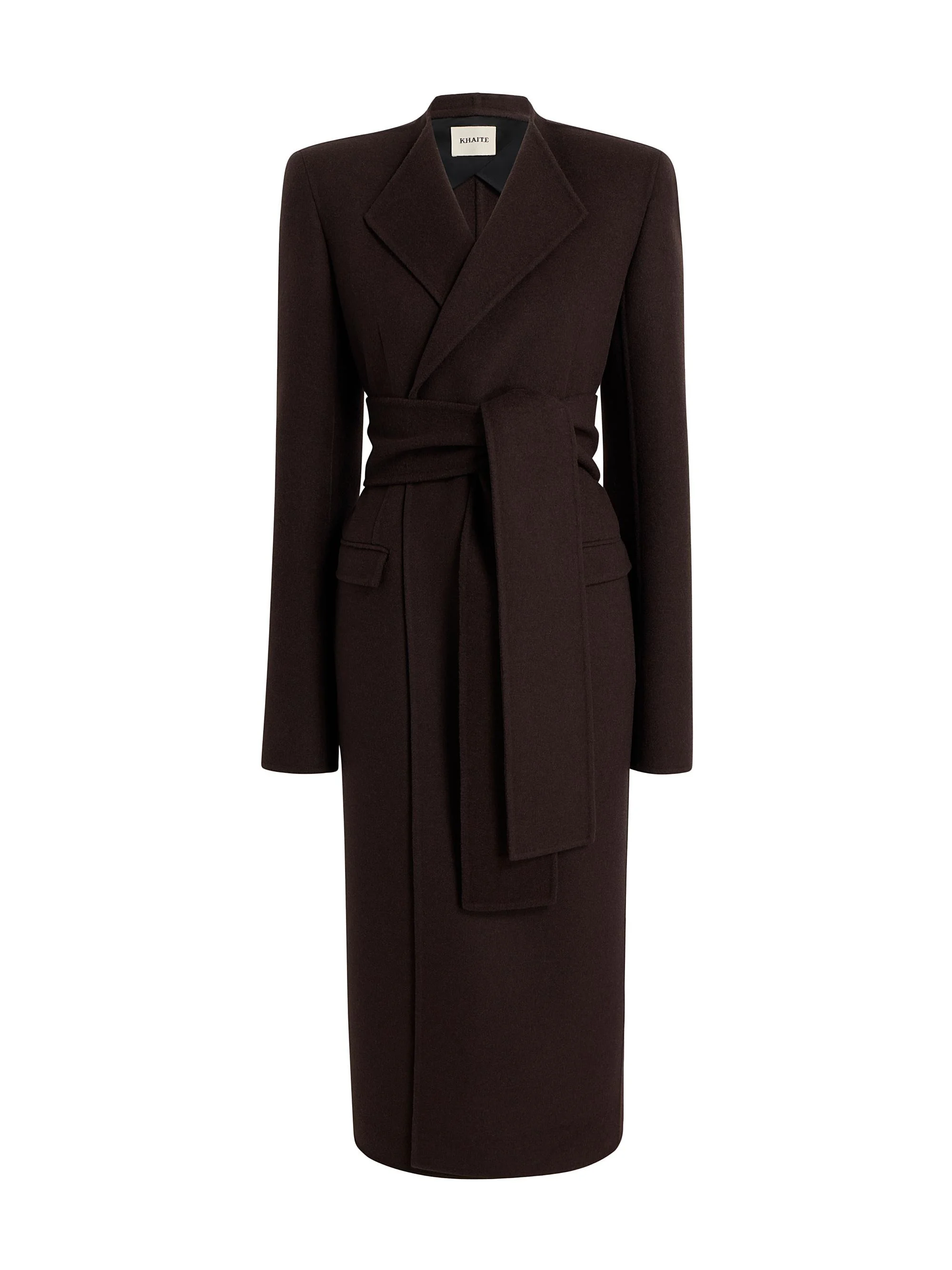 Women's Jelson Wool Tie-Waist Coat - Dark Brown - 1