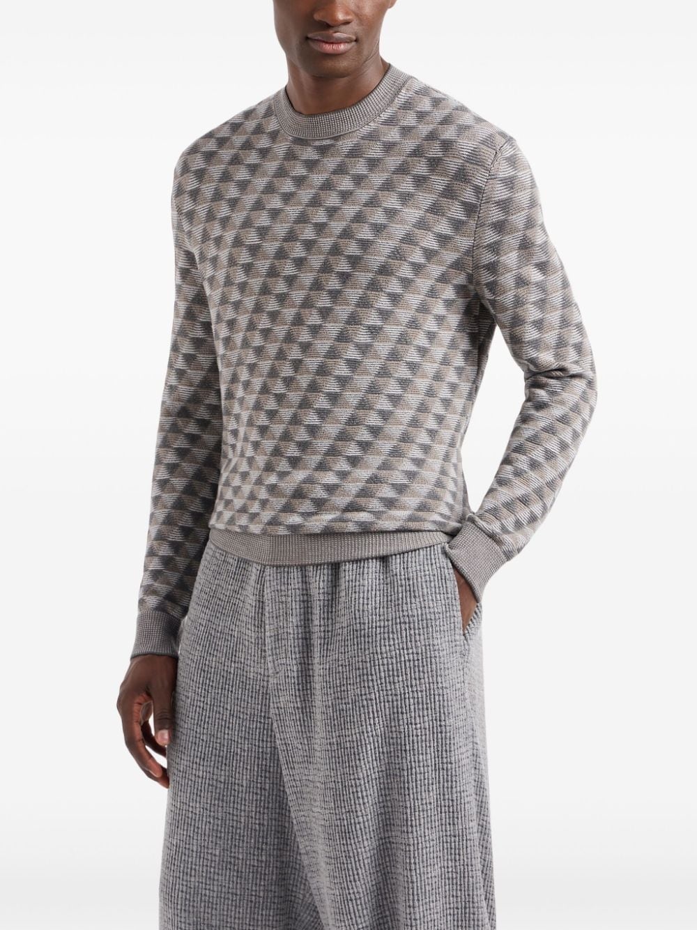 geometric-jacquard wool jumper - 2