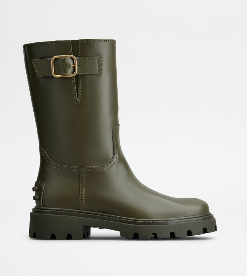 BIKER BOOTS IN LEATHER - GREEN 1