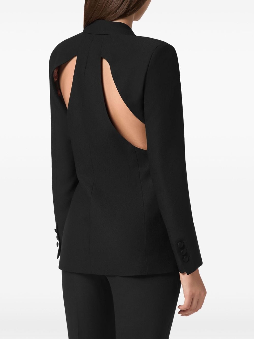 logo-plaque cut-out blazer - 4