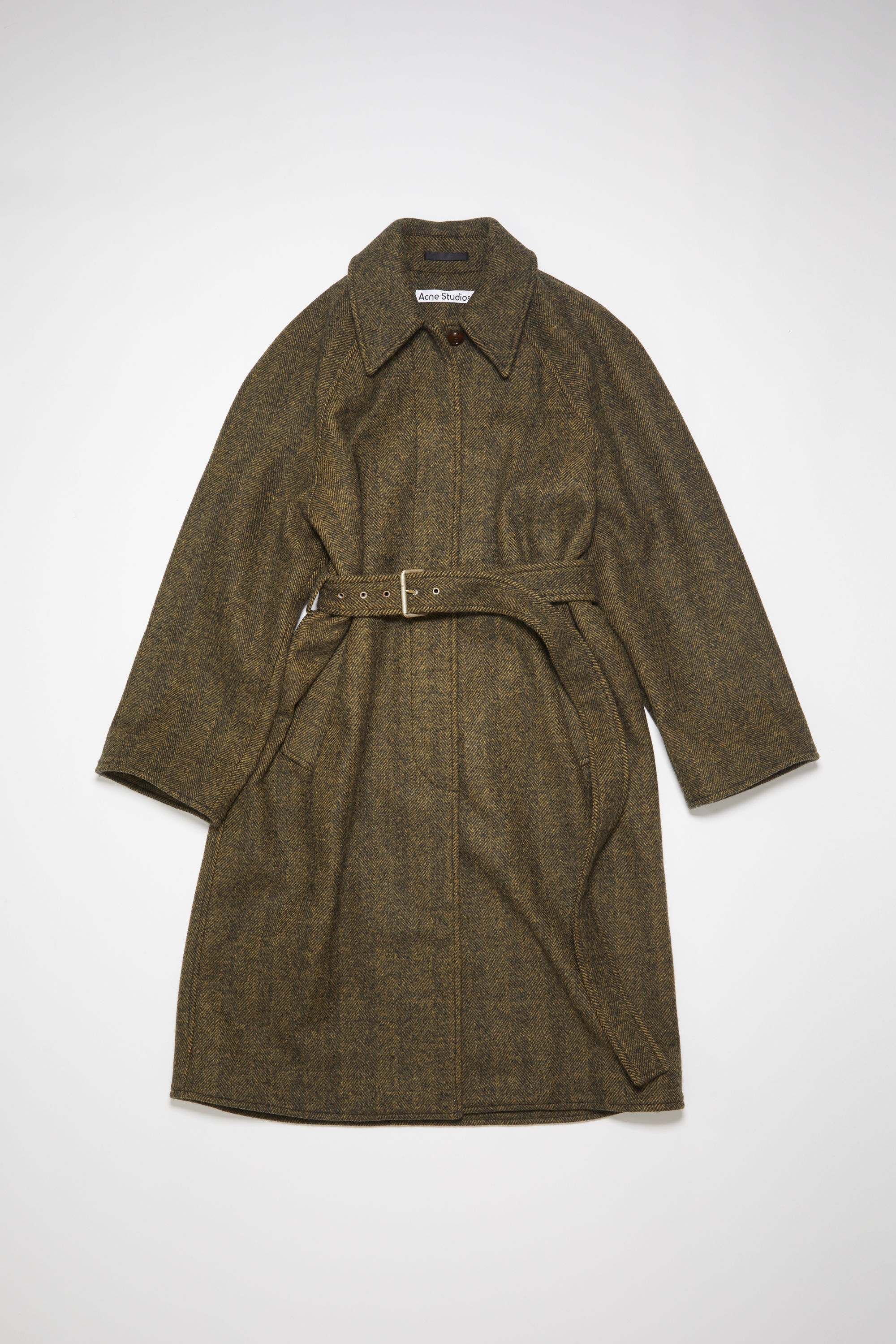 Wool-blend woven belted coat - Military green - 7