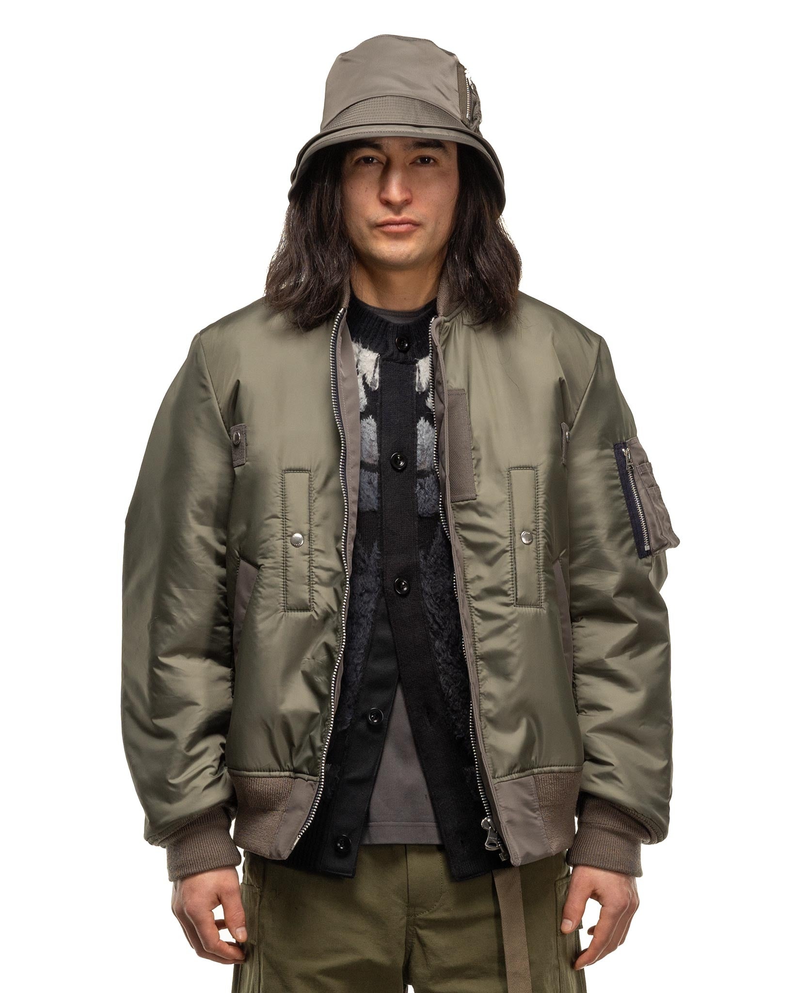 Nylon Twill Blouson Khaki - 5