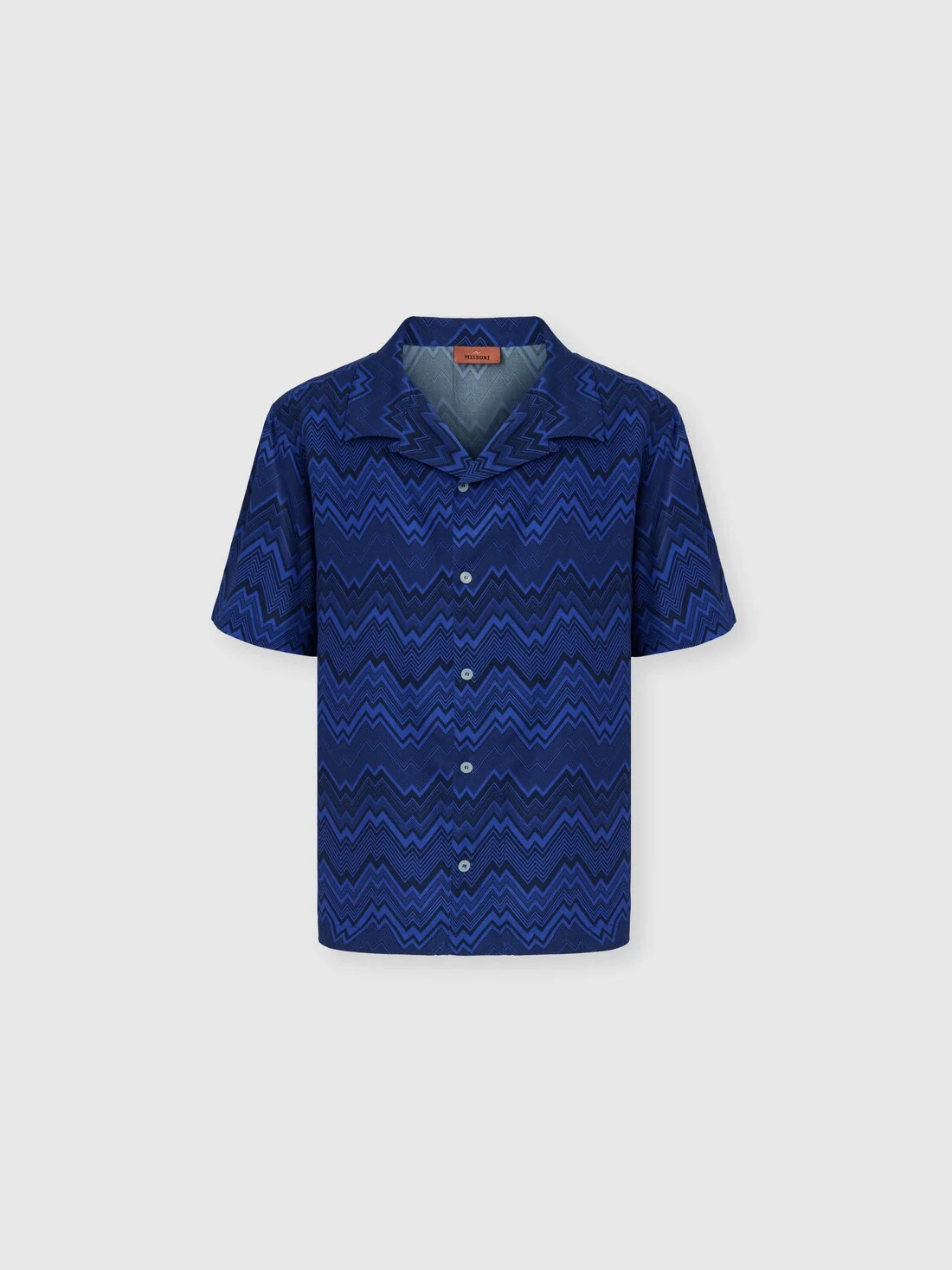 Bowling shirt with tone-on-tone irregular zig zag print - 1