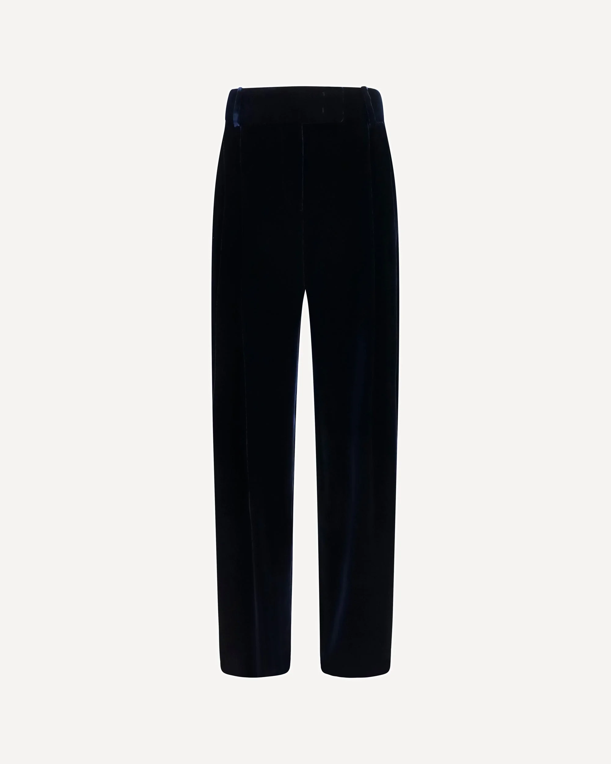 Wide leg Pants with double pleats in viscose and silk velvet - 1