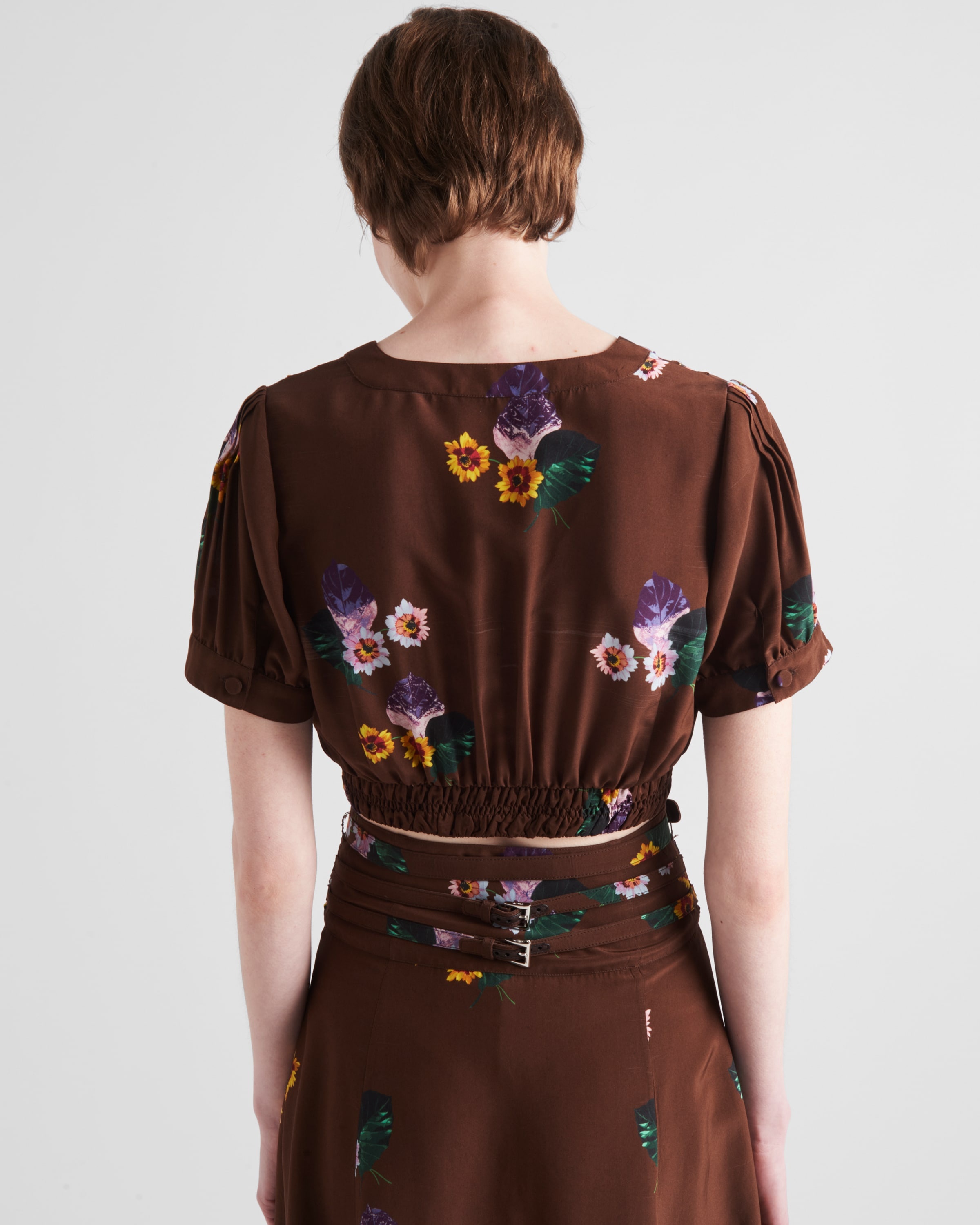 Cropped printed pongé shirt - 5