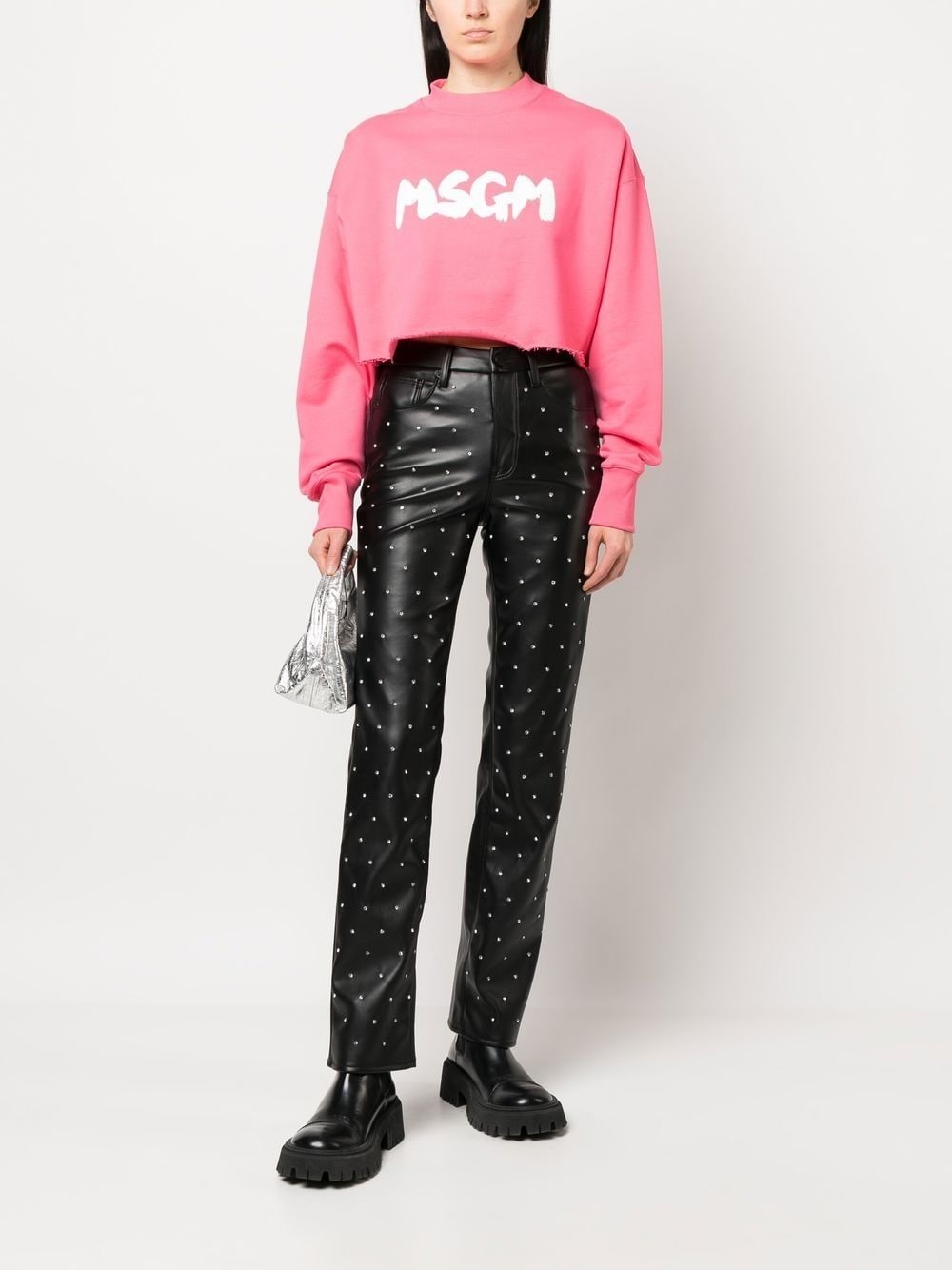 logo-print cropped sweatshirt - 2