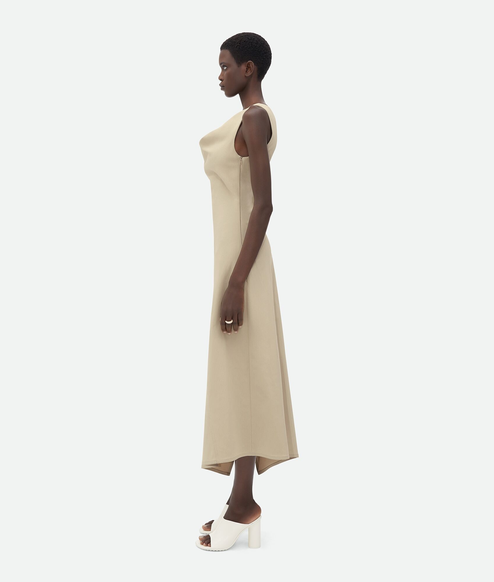 Stretch Cotton Asymmetric Midi Dress - 2