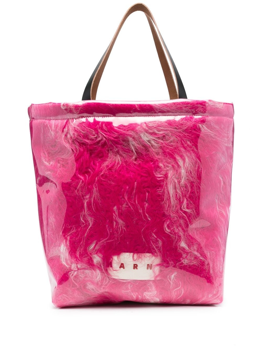 faux-fur logo-print tote bag - 1