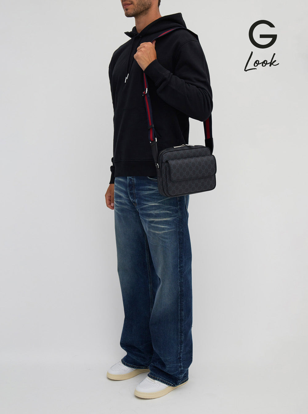Gucci Men 'Small Gg' Black Crossbody Bag In Gg Supreme Canvas Man - 6