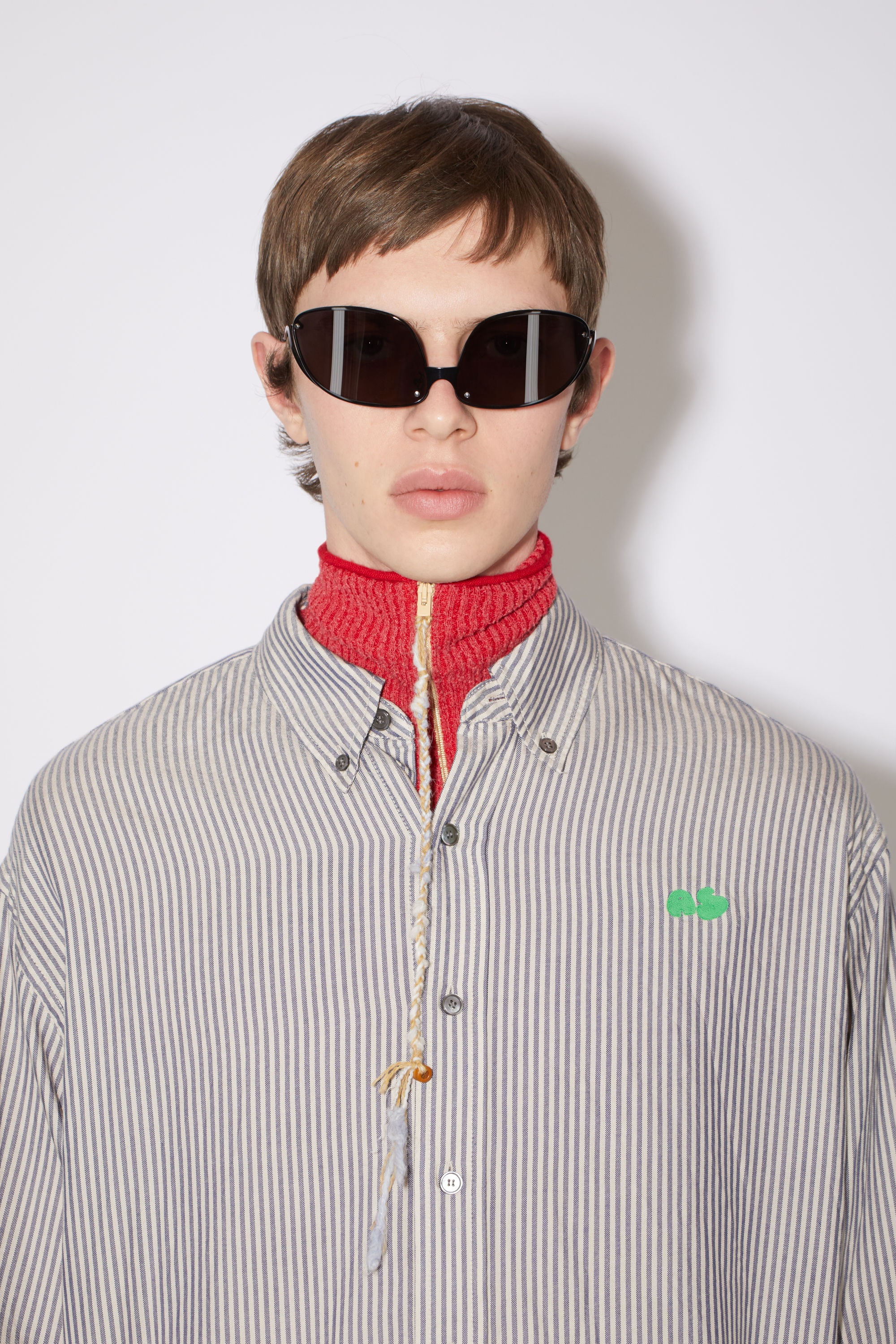 Bubble logo stripe button-up shirt - Ecru/navy - 5