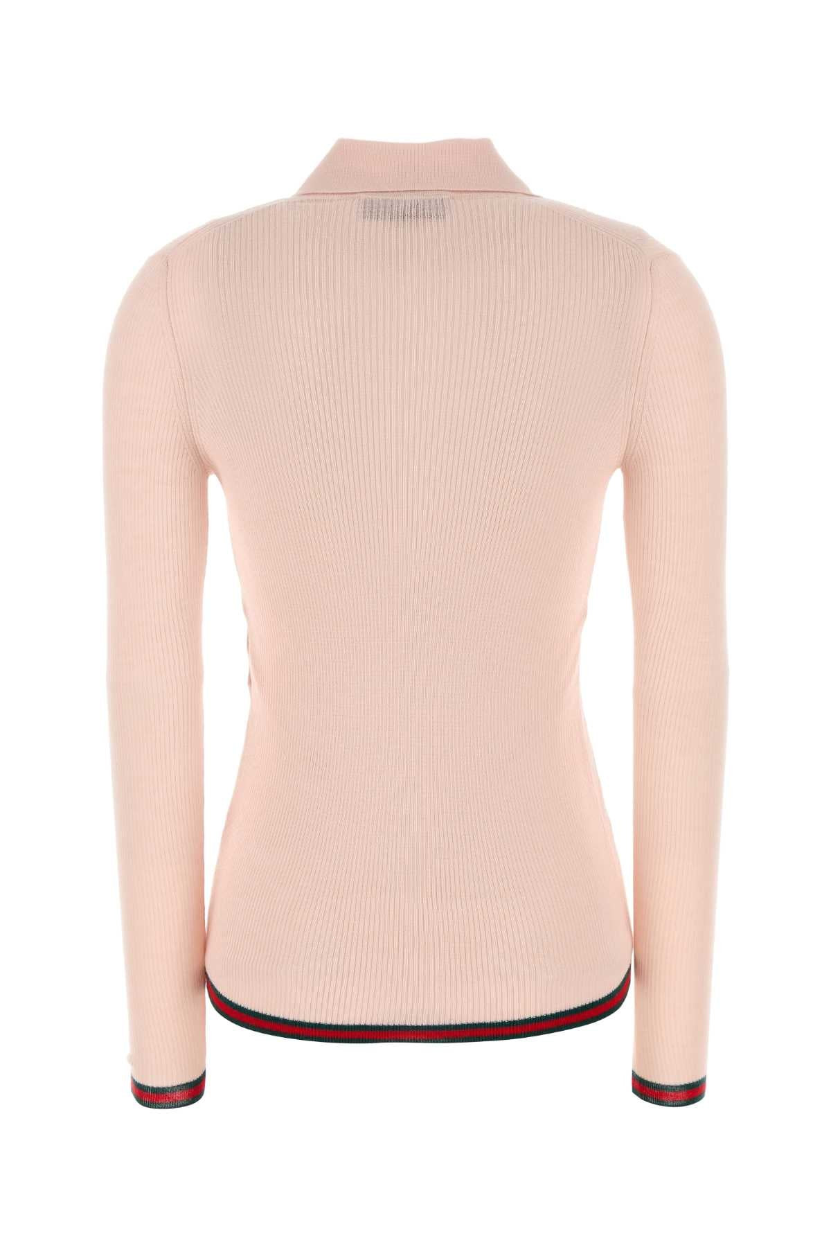 Gucci Women Light Pink Cashmere Blend Polo Shirt - 2