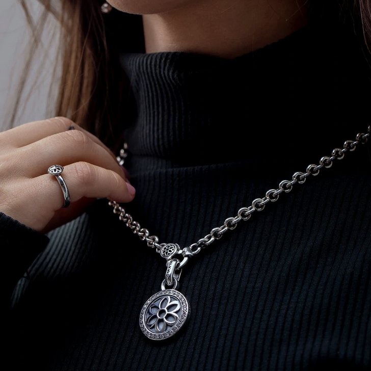 PS-STCHRIS-WHT GOOD ART HLYWD Saint Christopher Pendant - Sterling Silver with White Diamonds - 2