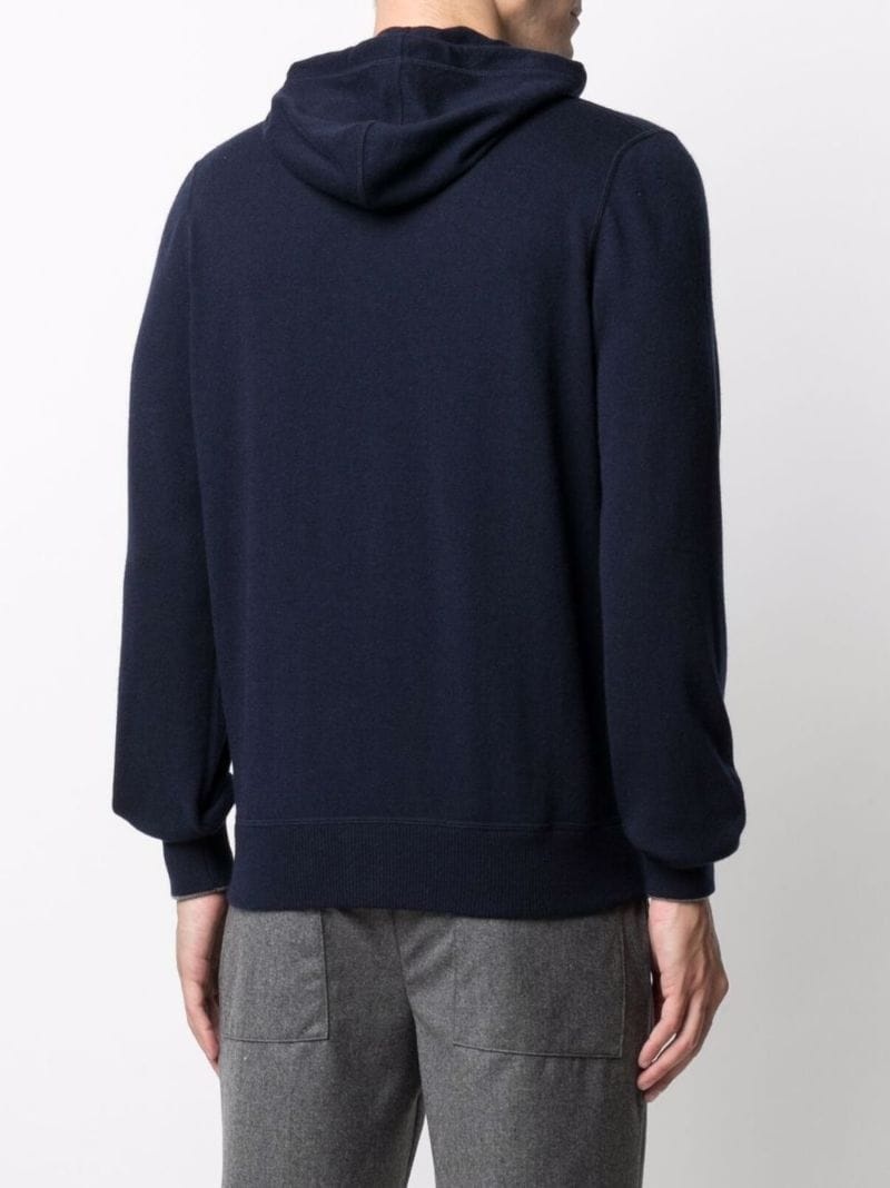 drawstring zipped cashmere hoodie - 4