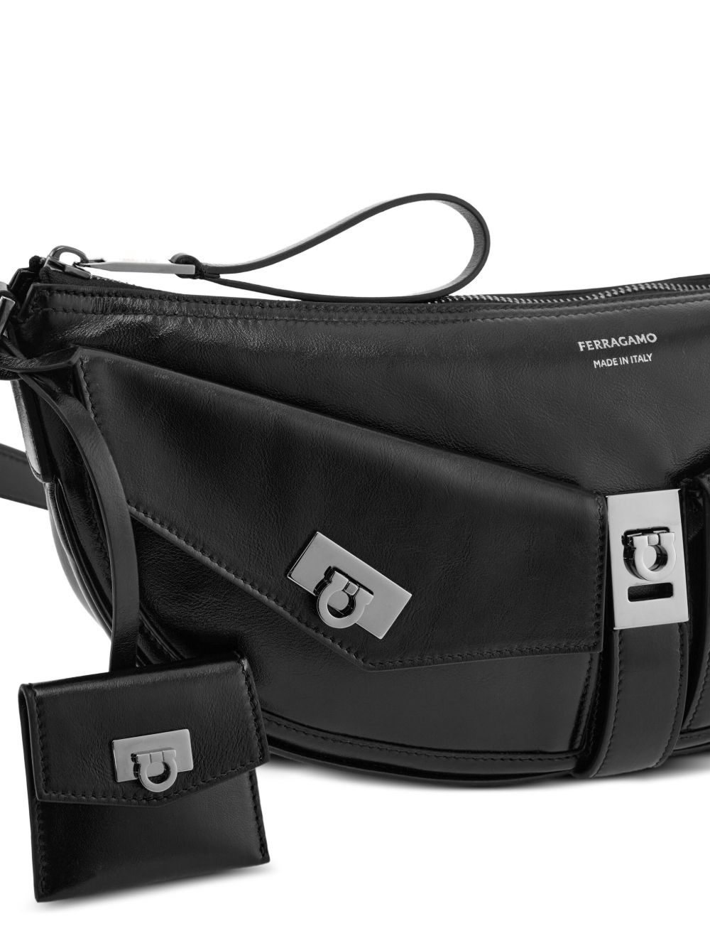 small gancio-embellished curved shoulder bag - 4
