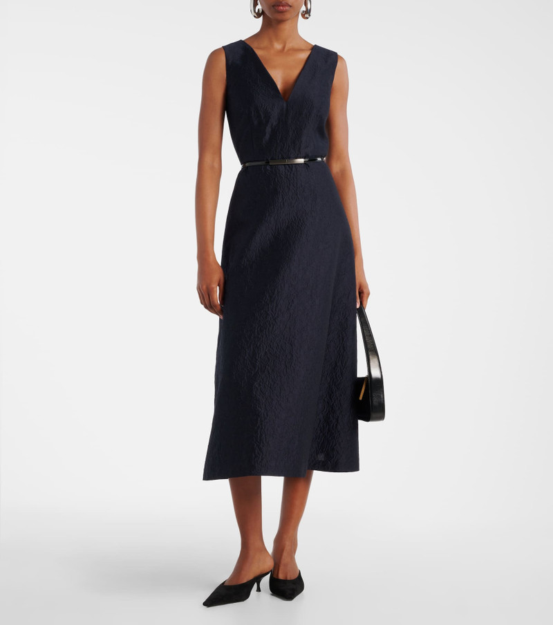 Max Mara Lyon cotton and silk-blend cloqué midi dress outlook