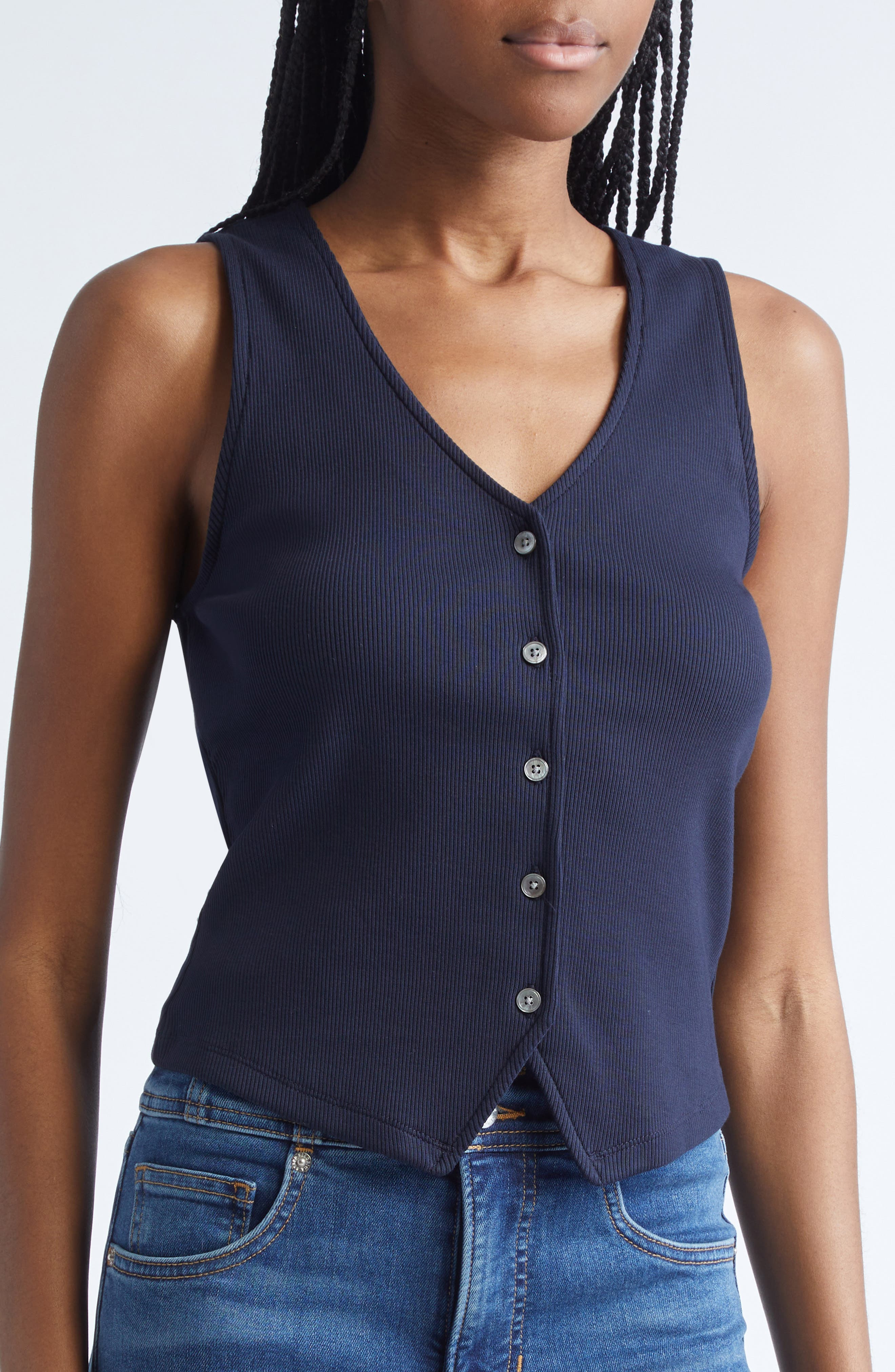 Veronica Beard Hoorne Rib Vest in Navy at Nordstrom - 5
