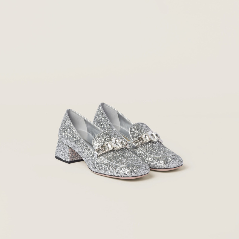 Glitter fabric loafers 1