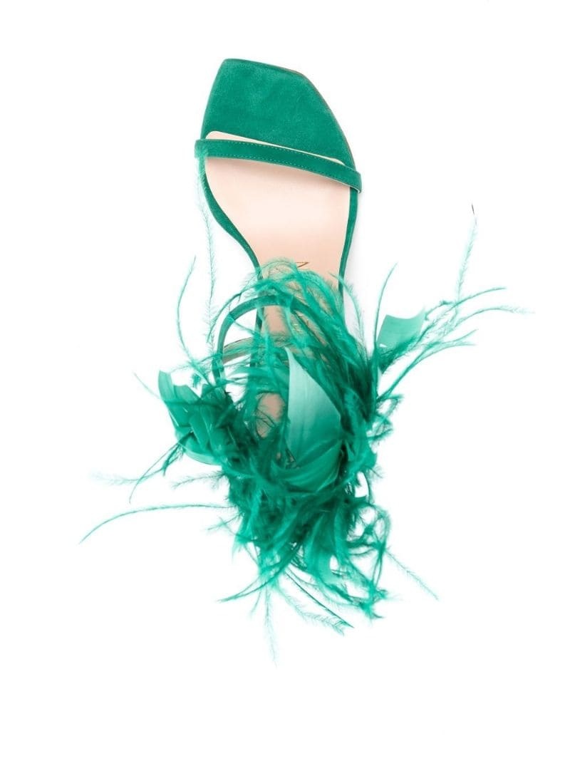 feather-trim 110mm sandals - 4