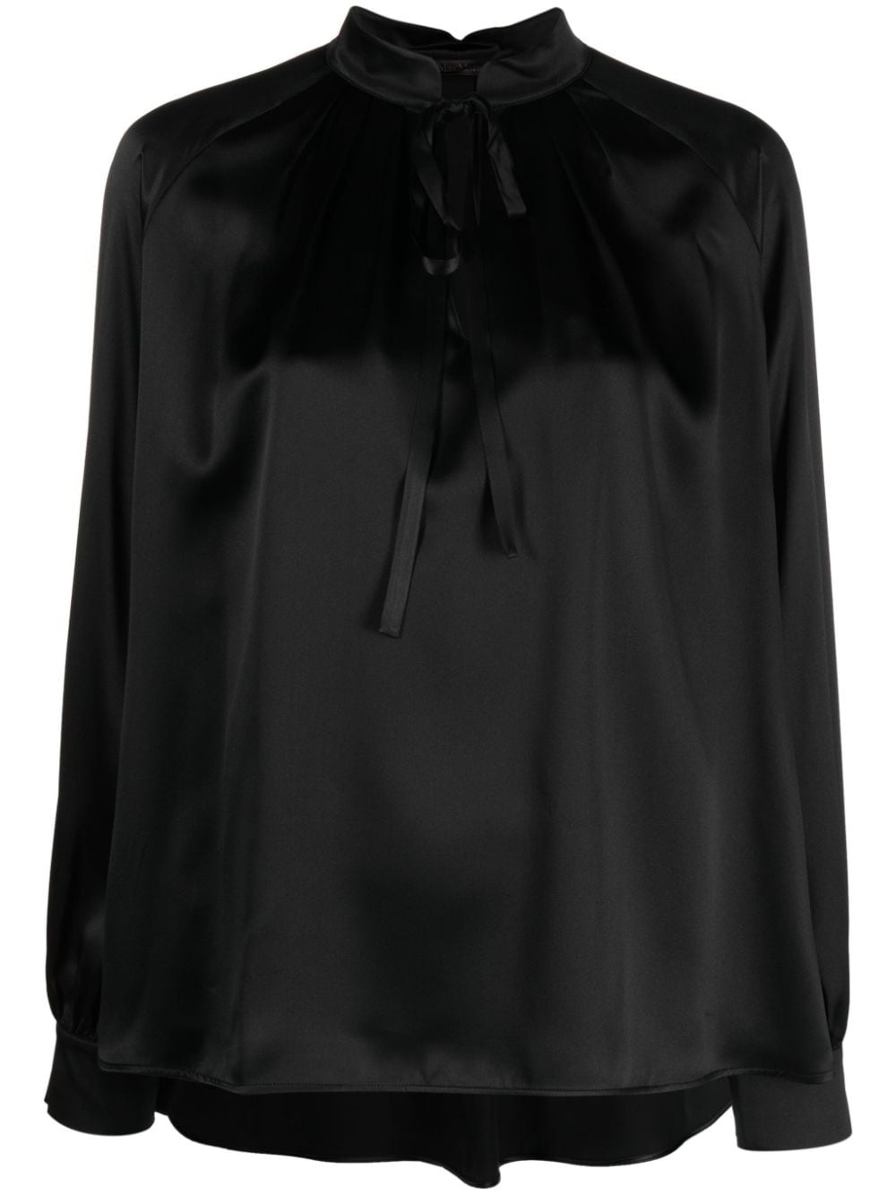 self-tie long-sleeve silk blouse - 1