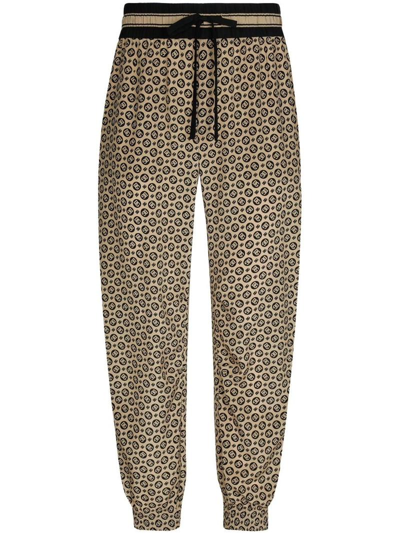 monogram-pattern print silk trousers 1