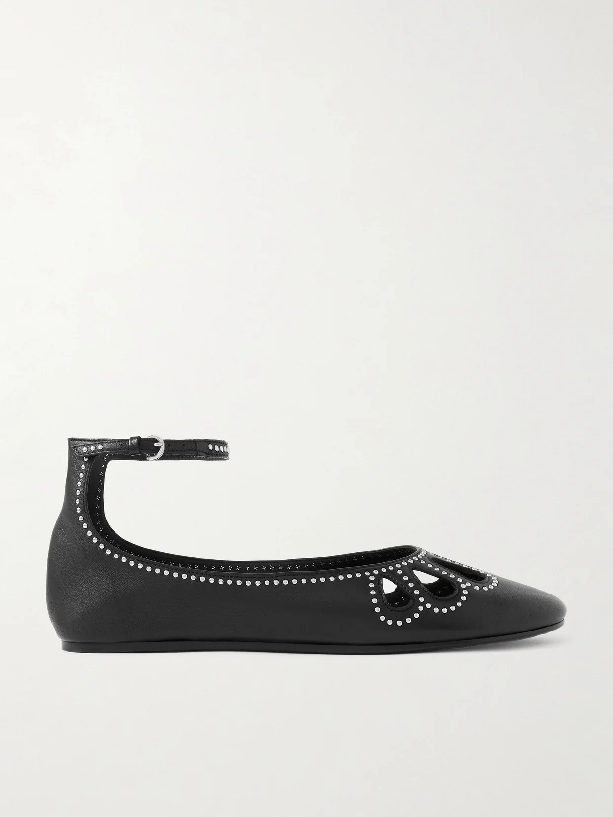 Bloris Studded Cutout Leather Ballet Flats - 1