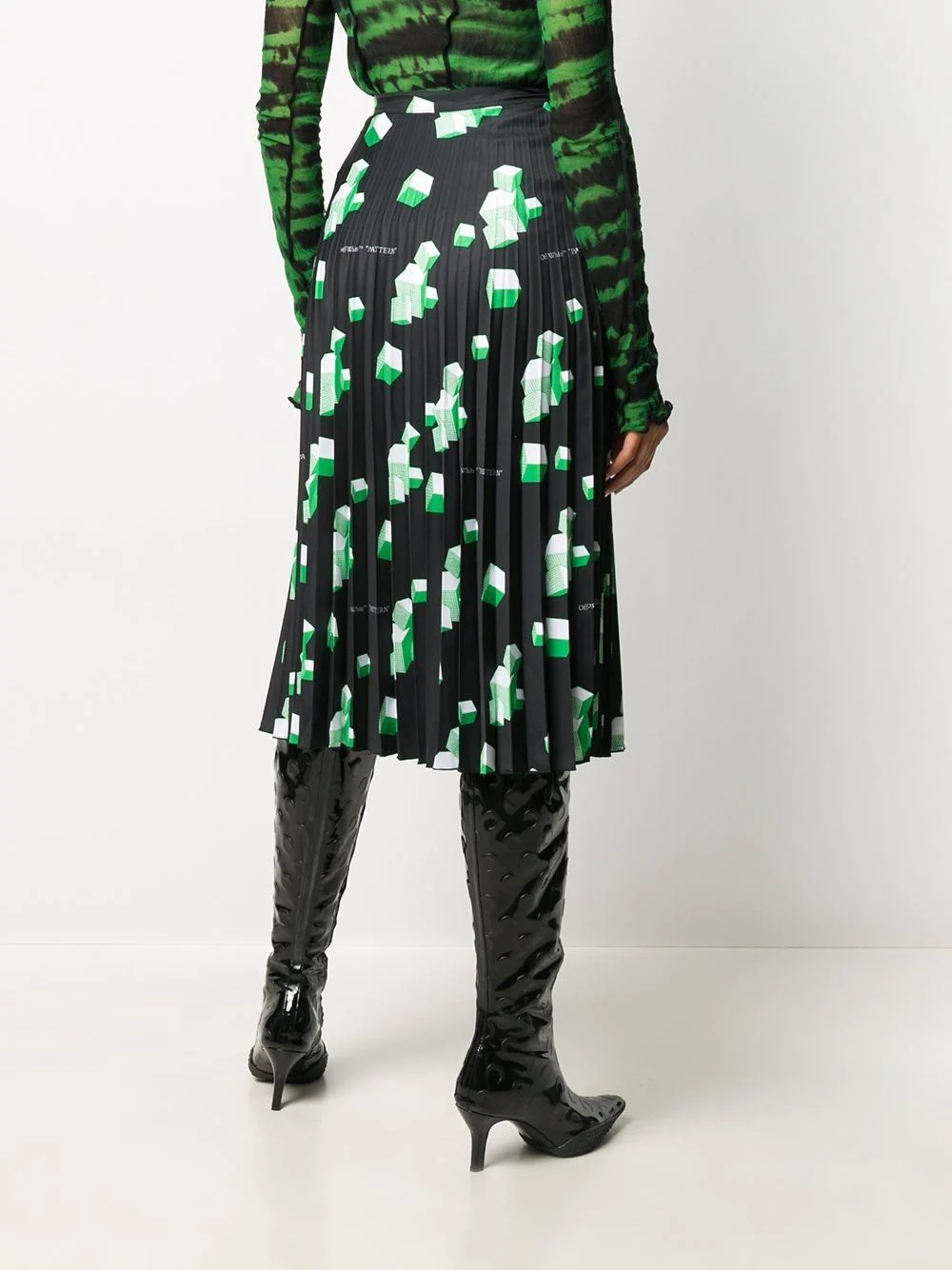 geometric-print pleated skirt - 4