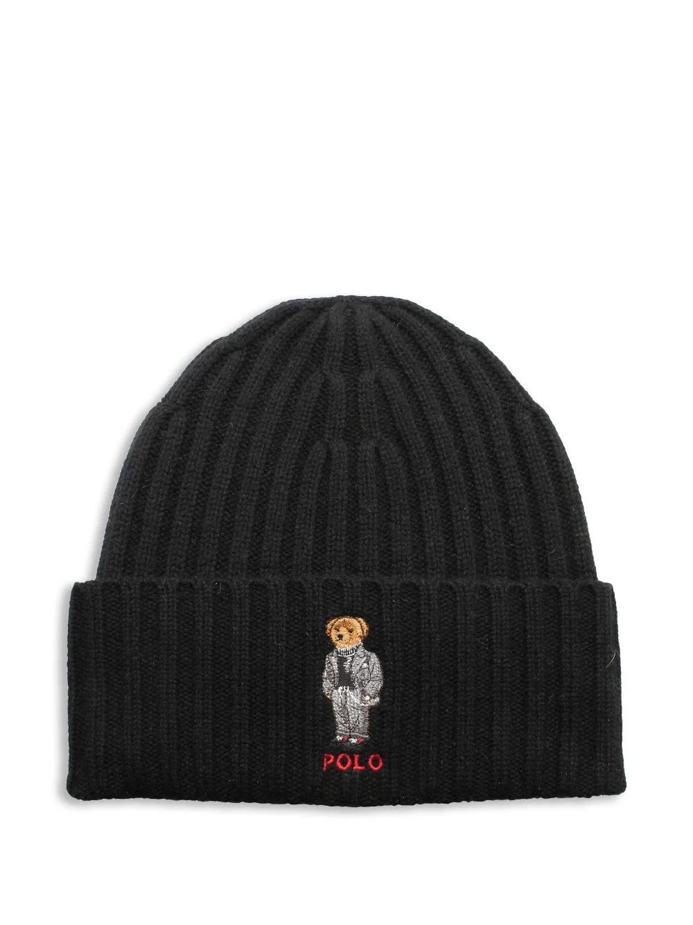 bear-embroidered beanie hat - 1