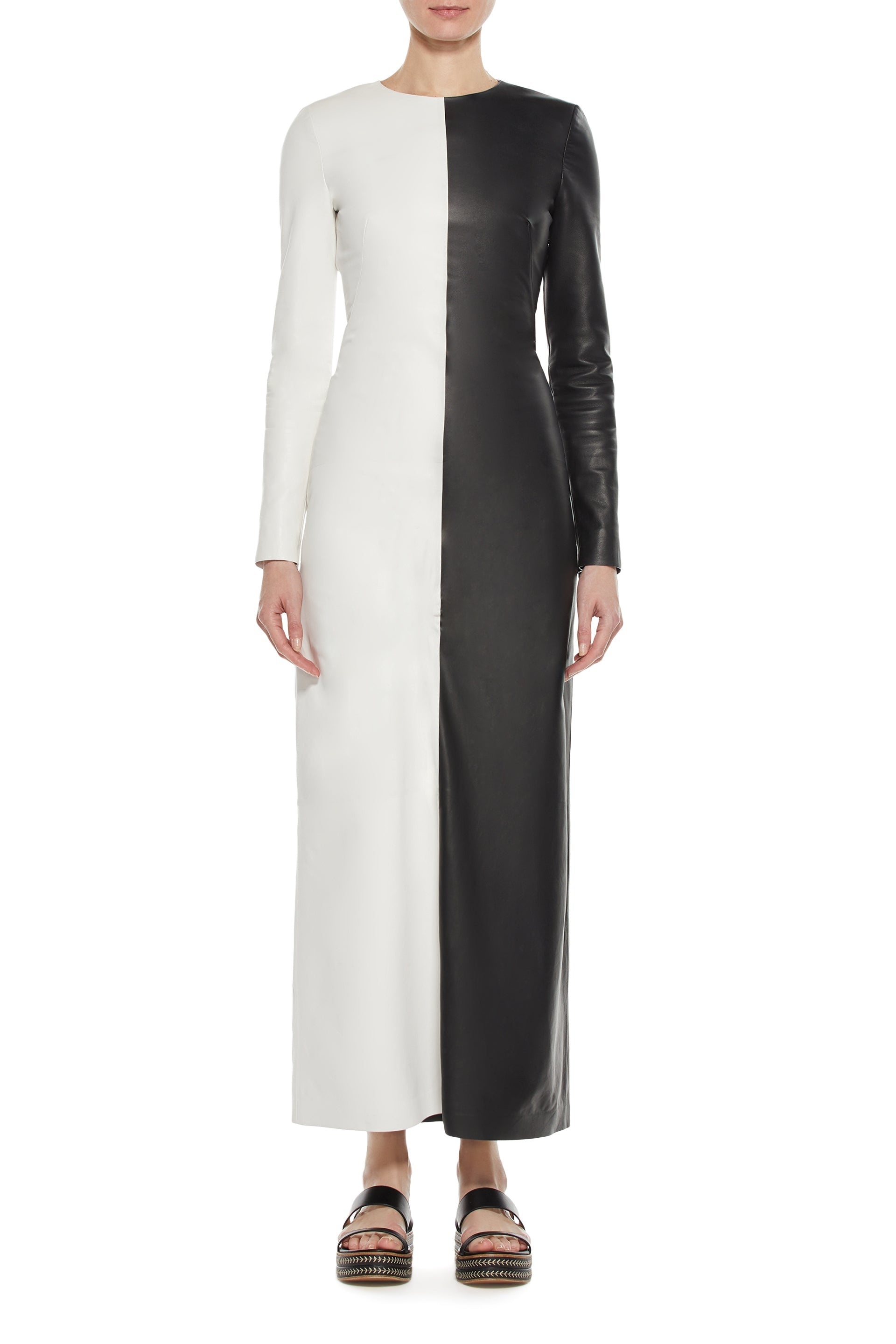 Currie Dress in Black & White Leather - 3