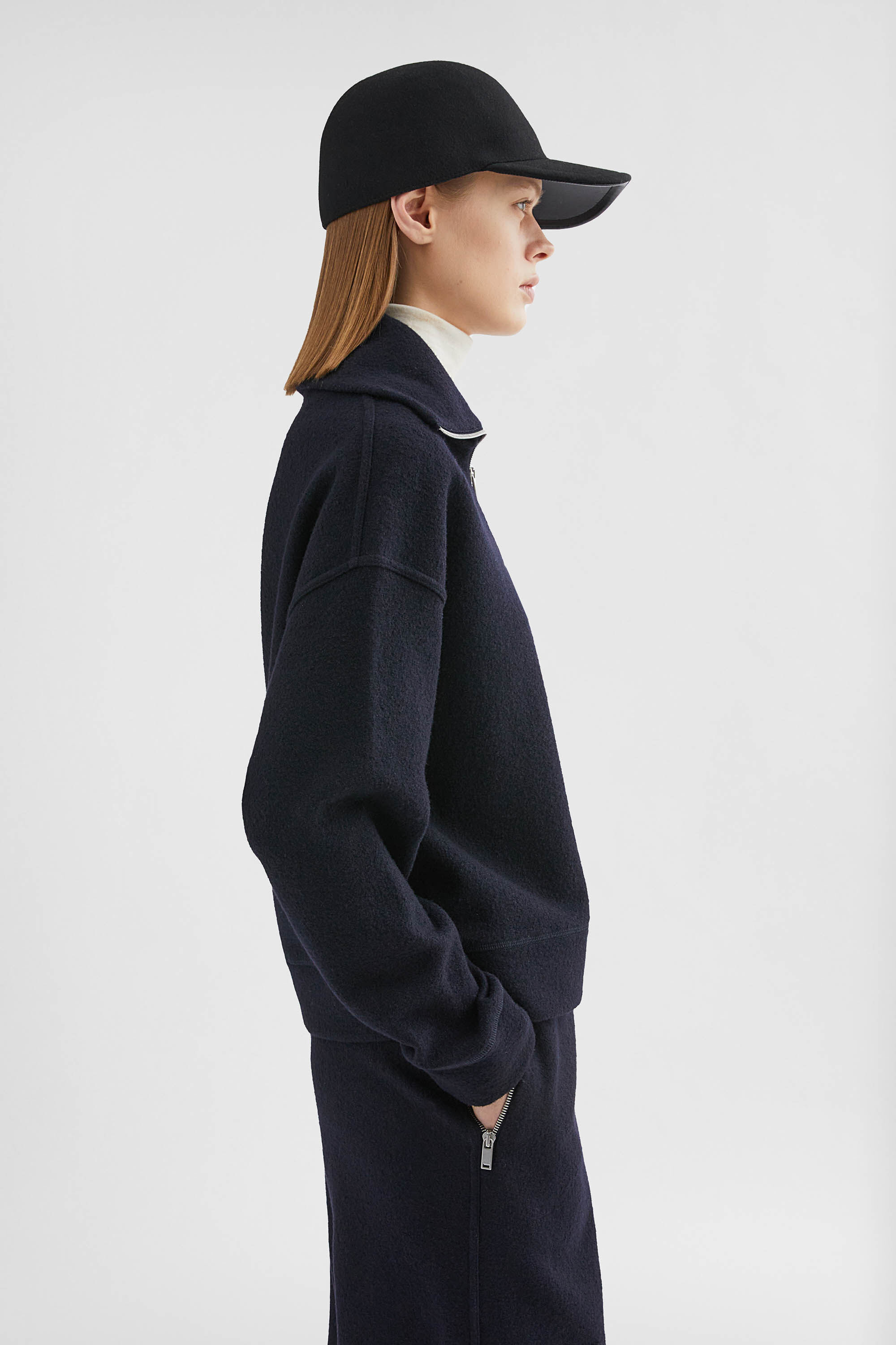 Felt Wool Zip-Up Sweater - 5