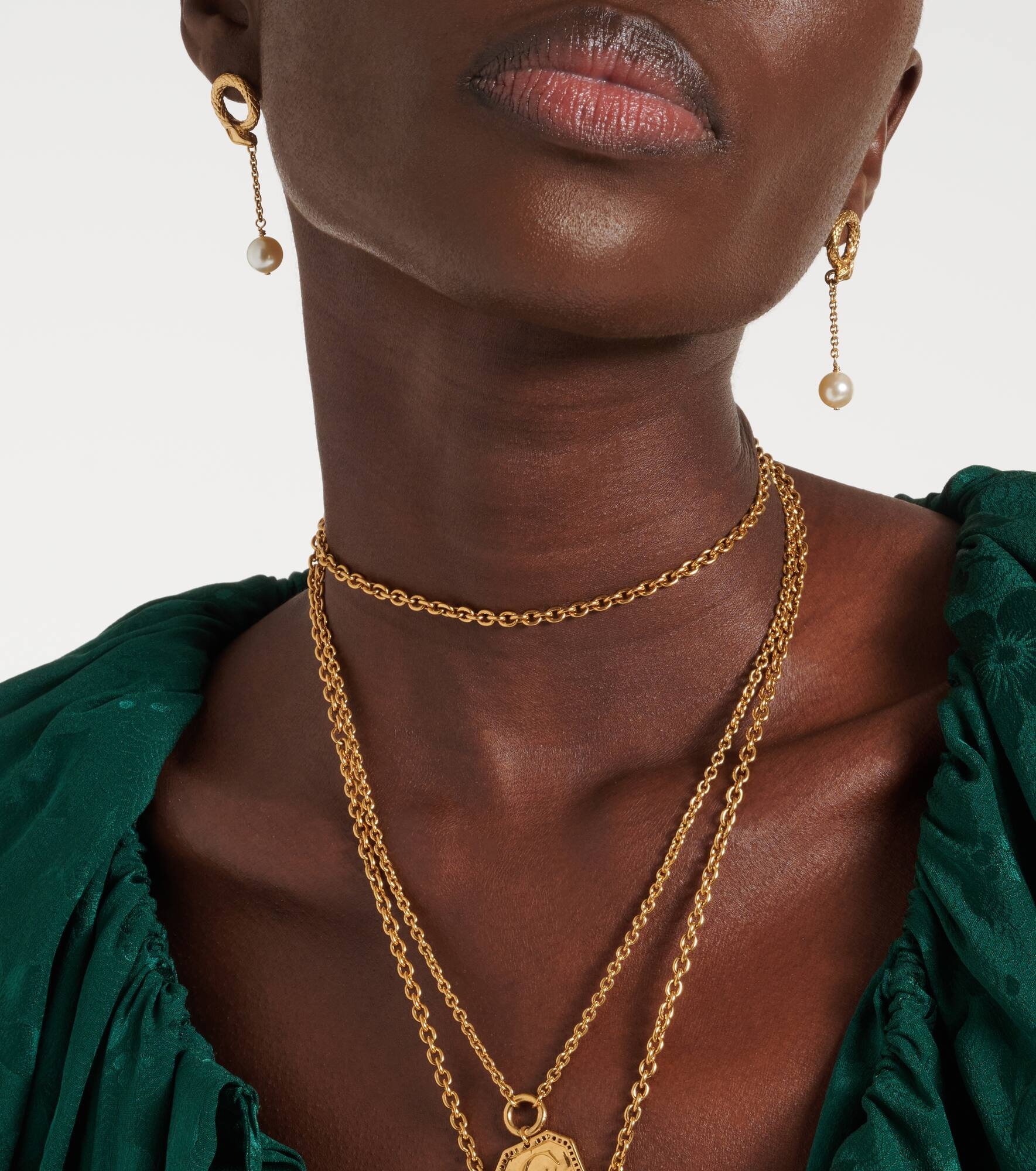 Chloé Snake faux pearls drop earrings - 3