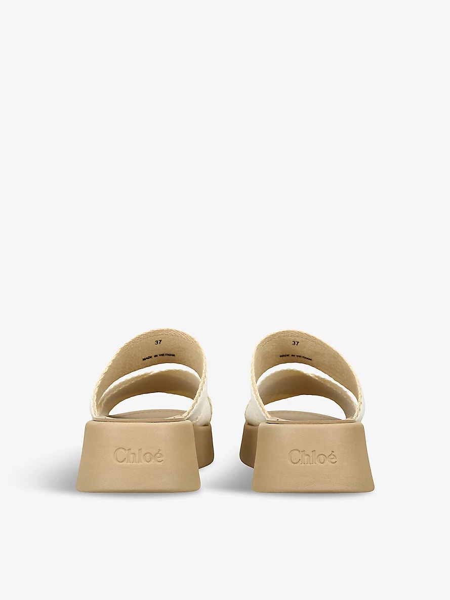 Mila logo-embellished woven wedge sandals - 4
