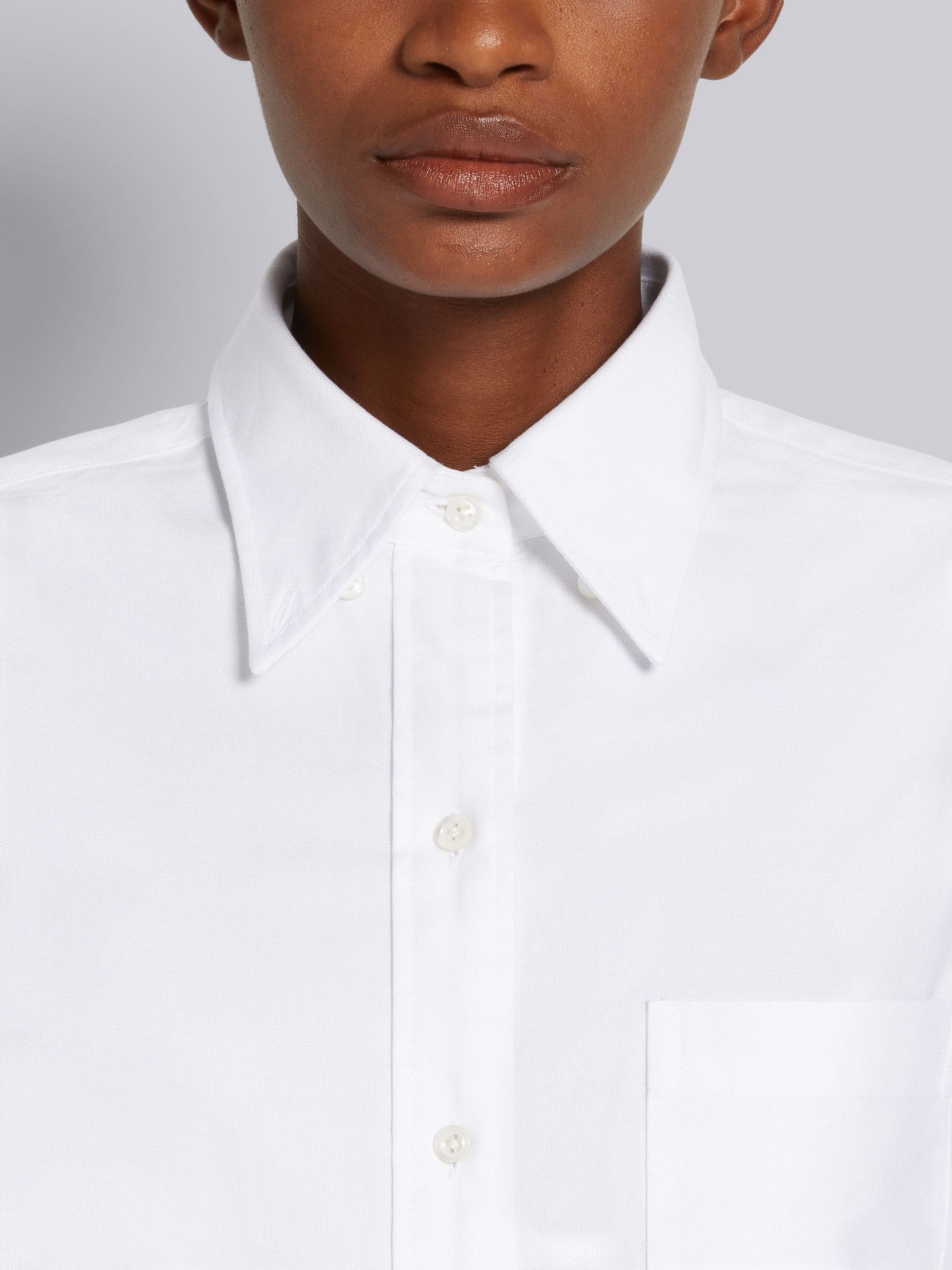 White Oxford Point Collar Ankle Length Shirtdress - 5