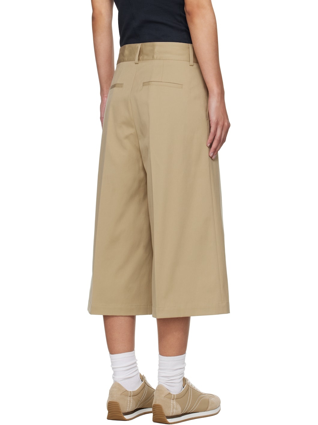 Beige Cotton Bermuda Shorts - 3