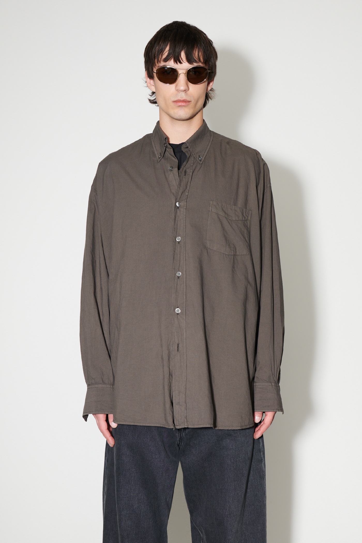 Borrowed BD Shirt Faded Brown Cotton Voile - 6