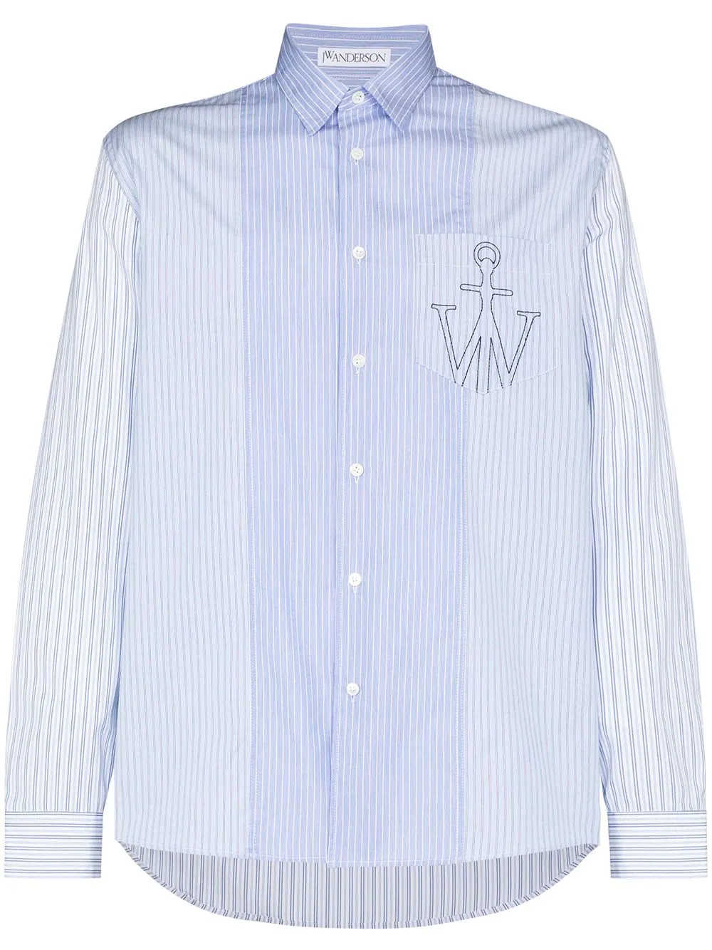 logo-print patchwork striped shirt - 1