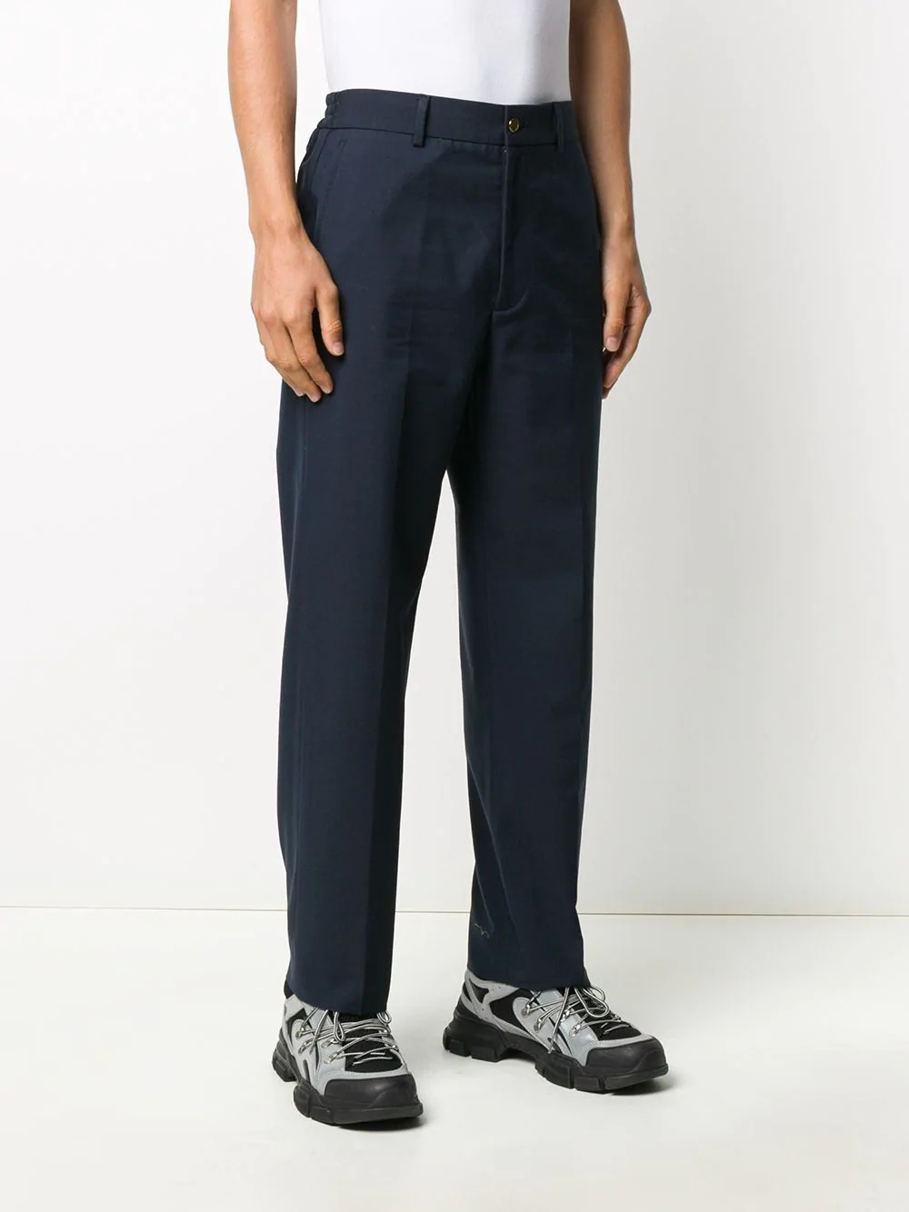 straight leg tailored trousers - 3