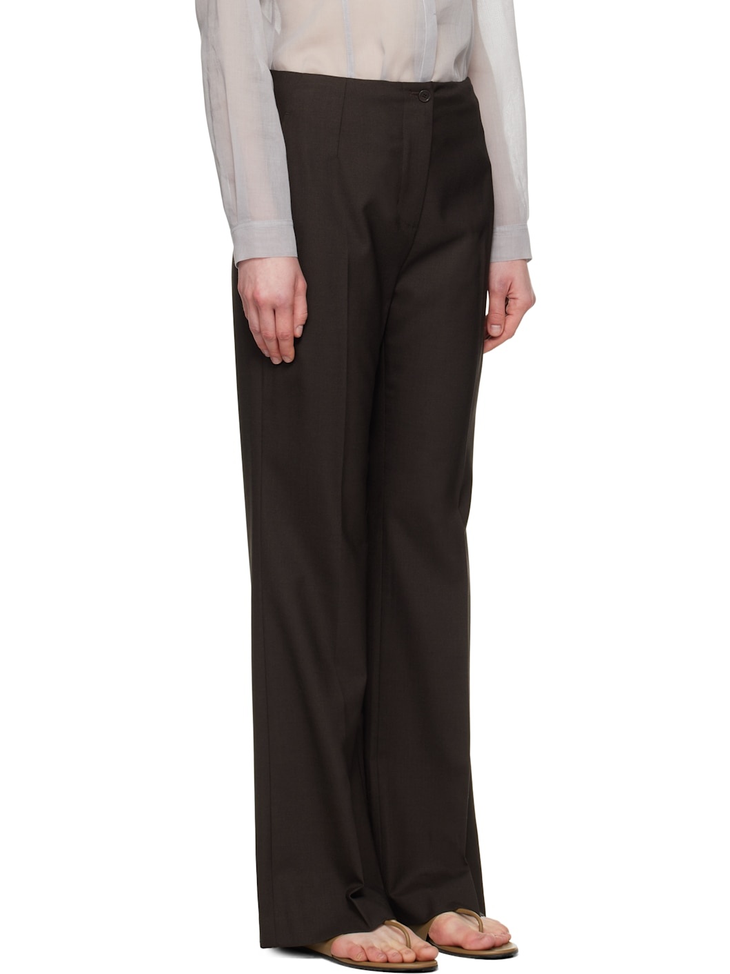 Brown Straight Fit Trousers - 2