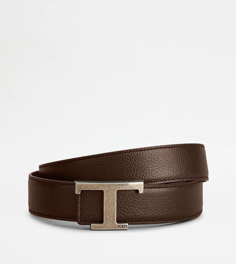 T TIMELESS REVERSIBLE BELT IN LEATHER - BROWN 1