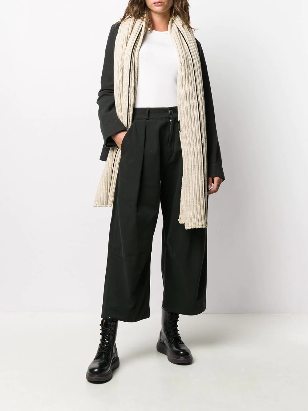 wide leg cropped trousers - 3