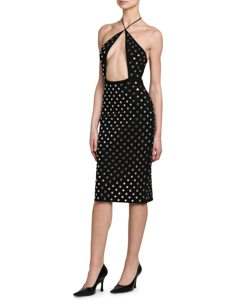 Women's Studded Cut-Out Halter Midi-Dress - Black 4