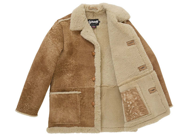 Supreme Supreme Schott Shearling Coat Tan outlook