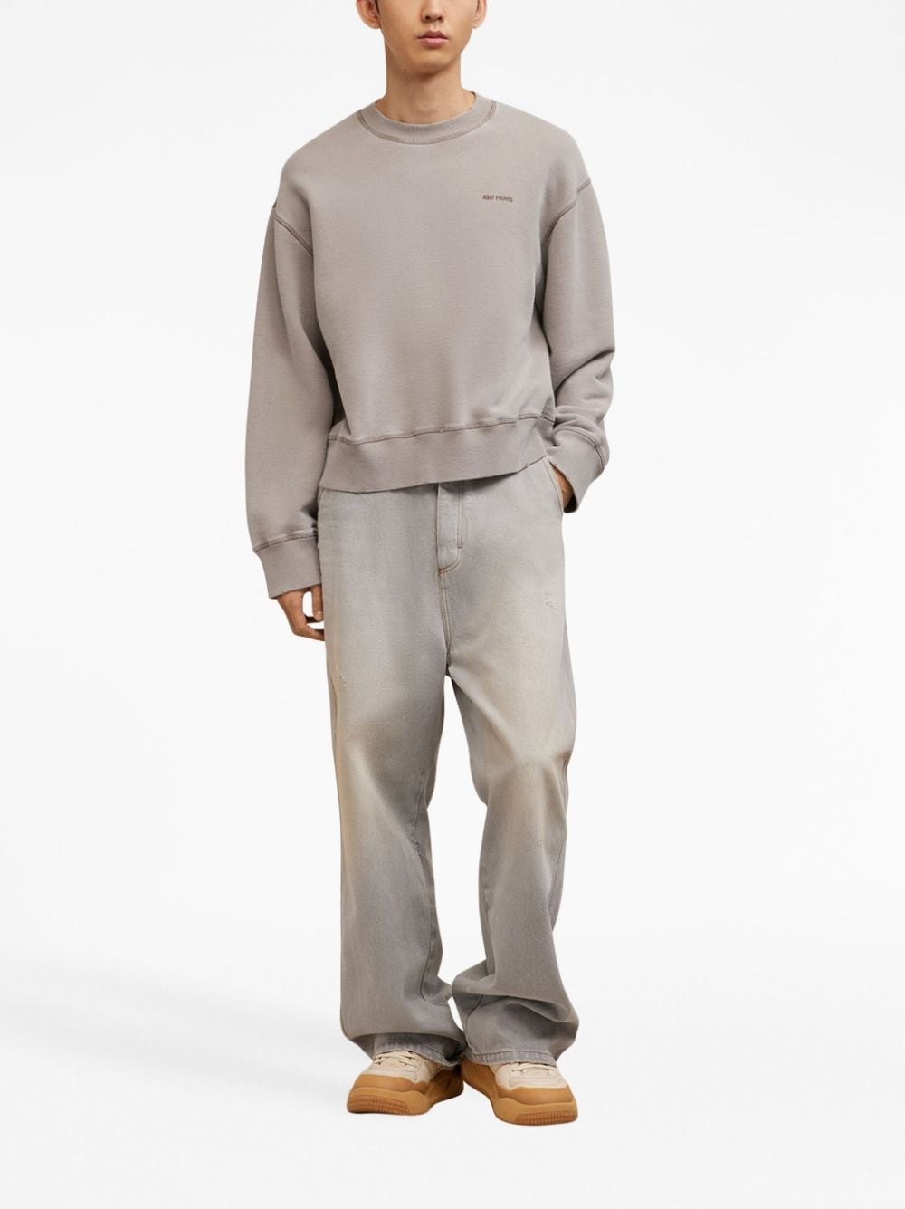 logo-embroidered cotton sweatshirt - 3