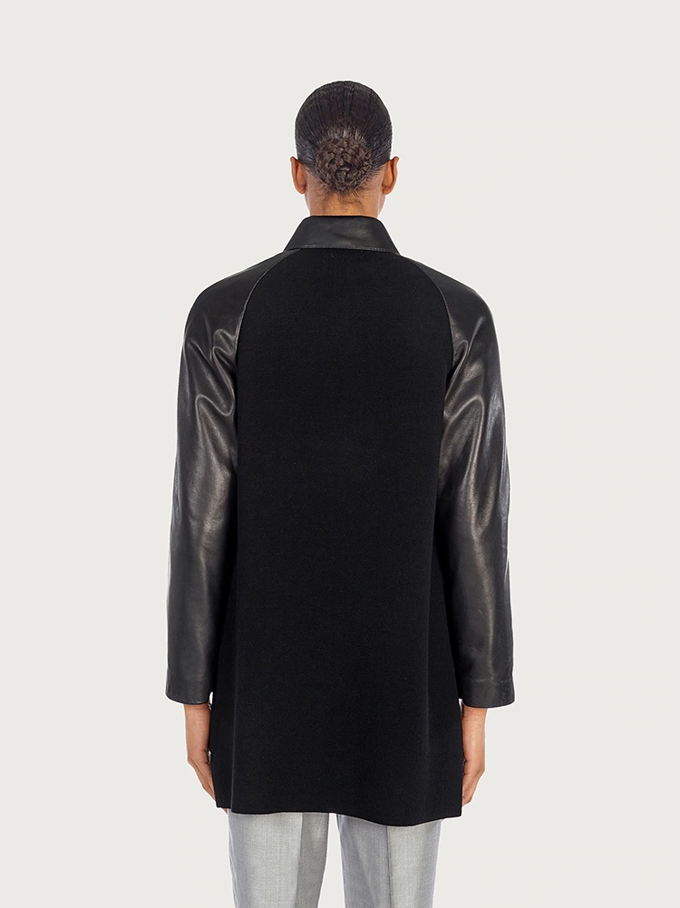 WOOL AND CASHMERE COAT WITH NAPPA ACCENTS - 4