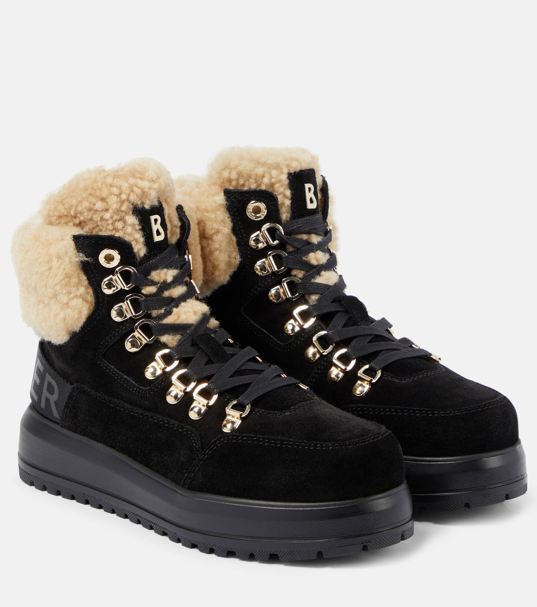 Antwerp suede and shearling lace-up boots - 1