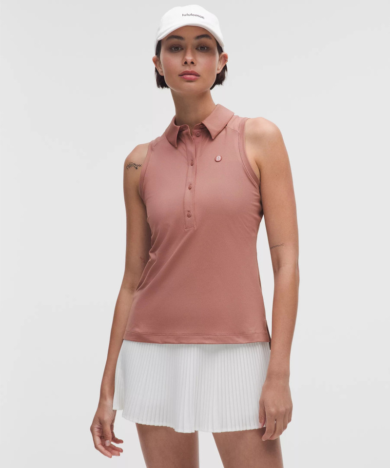 Quick-Dry Sleeveless Polo Shirt Straight Hem *Logo 1
