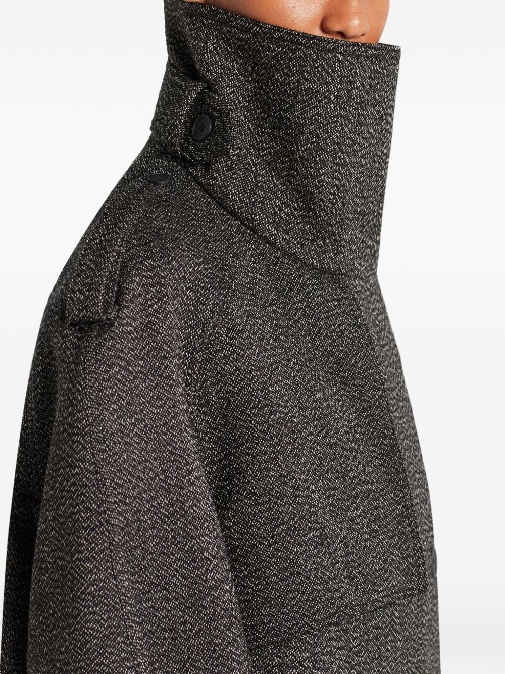 asymmetric-collar long coat - 5