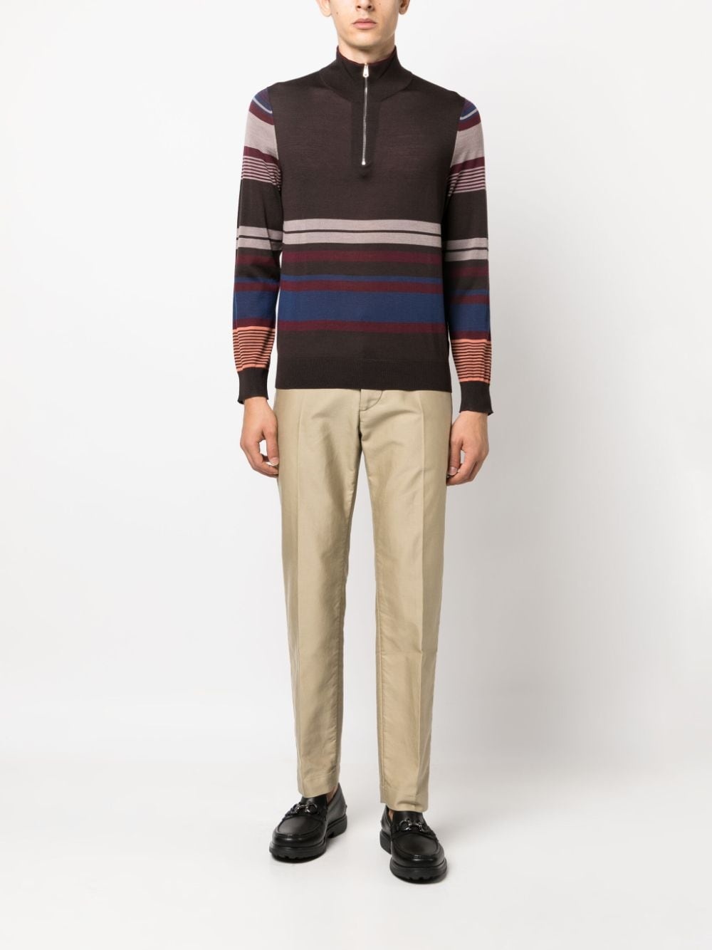 striped half-zip jumper - 2