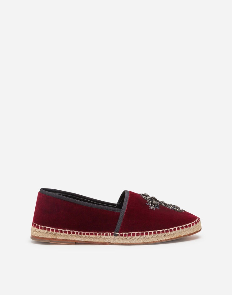 Velvet espadrilles with rope sole and cross embroidery - 1