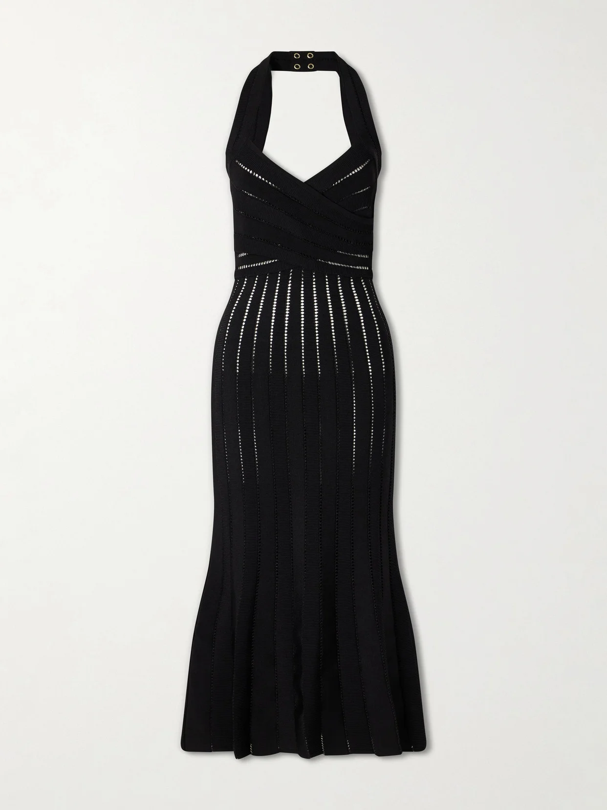 Flechage Halterneck Knit Jersey Midi Dress - 1
